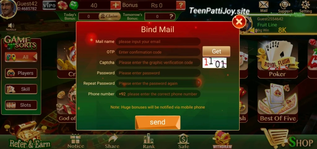 Steps to register in Teen Patti Joy