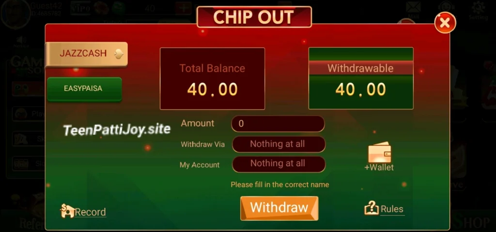 Teen Patti joy Withdraw Steps